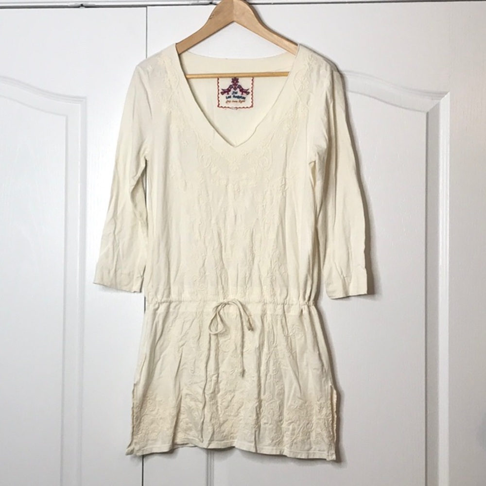 JWLA/Johnny Was Ivory Cotton Tonal Emb Tunic